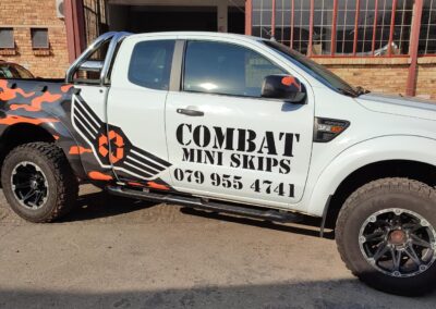 Half Wrap with Decals - Combat Mini Skips - Corporate Vehicle Branding
